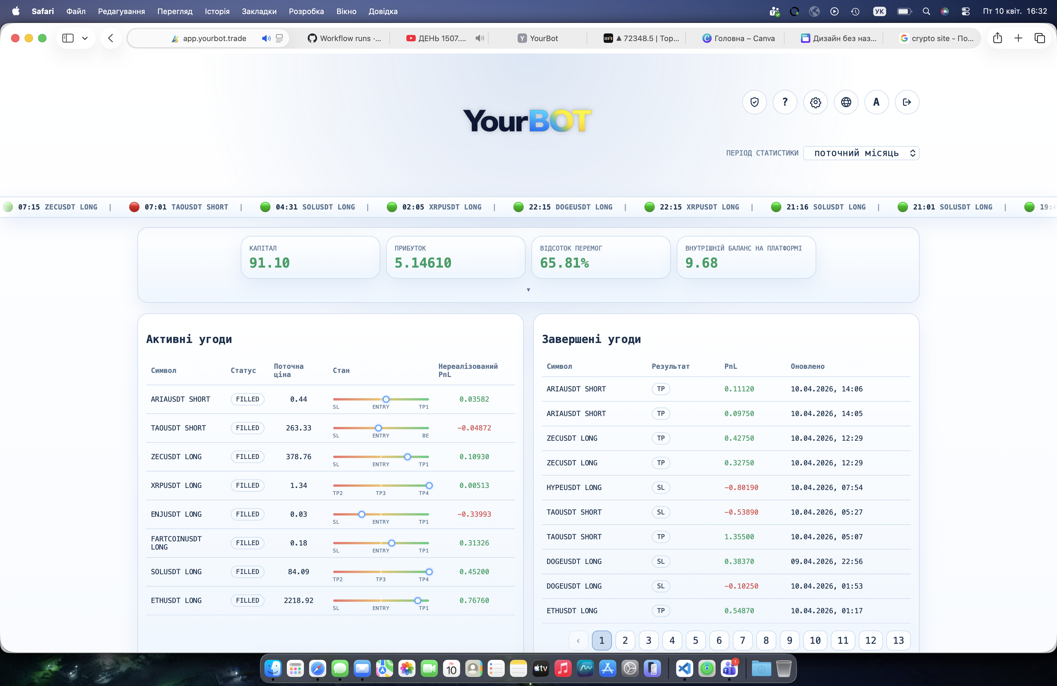Signal ticker preview